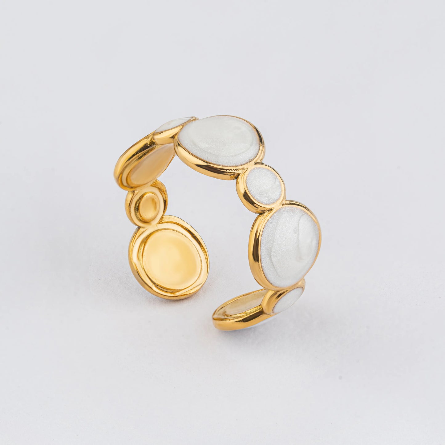 Ripple – Gold Plated Adjustable MOP Accent Ring