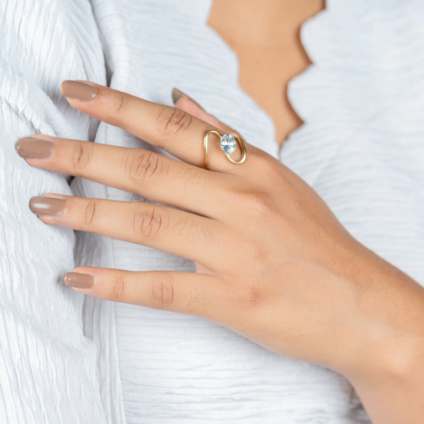 Wish – Stainless Steel Solitaire Wave Ring
