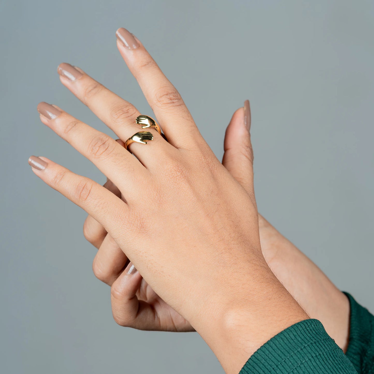 Hold – 18K Gold Plated Hand Motif Adjustable Ring