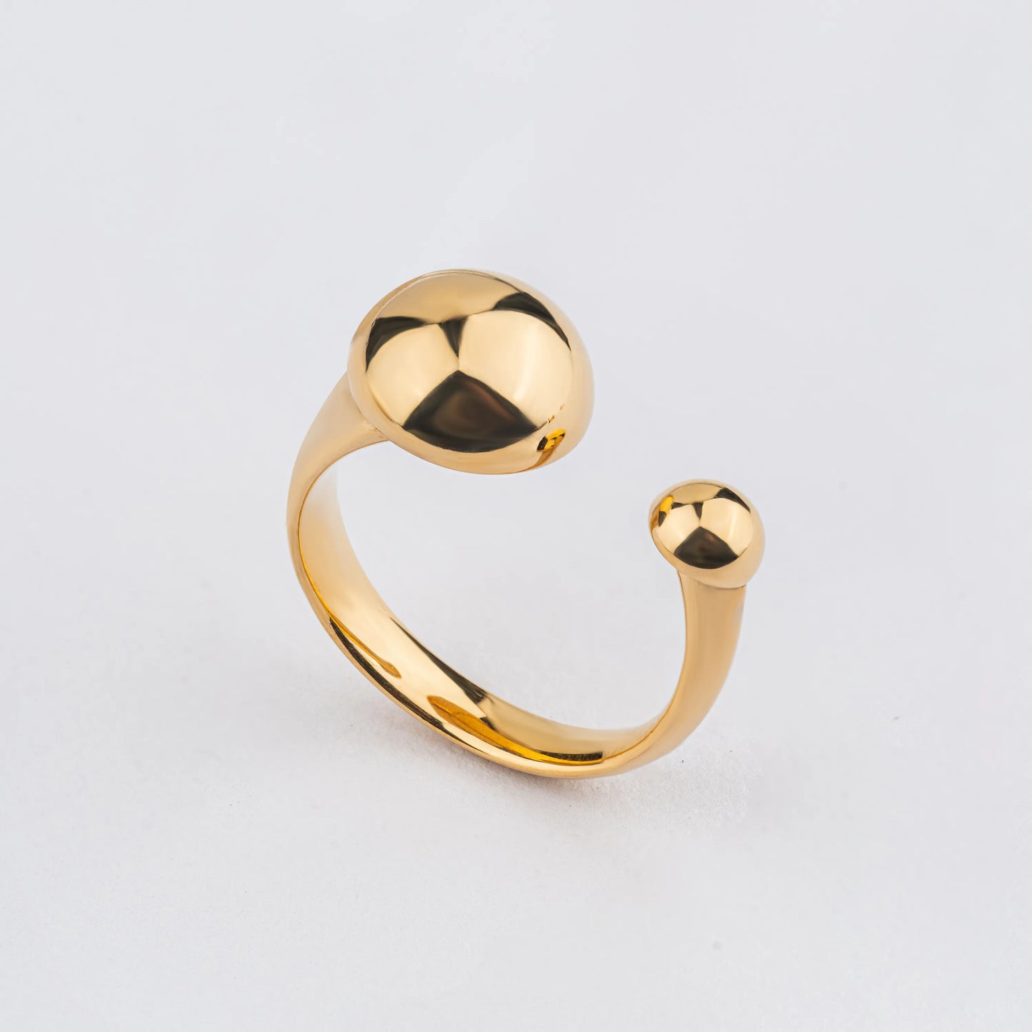 Duo – 18K Gold Plated Sculptural Dome Open Ring