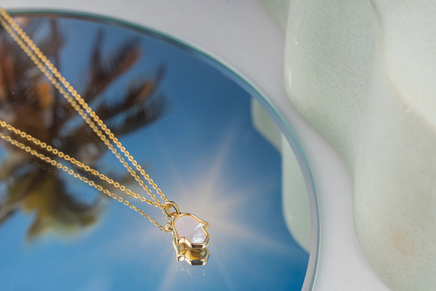 Hamsa – 18K Gold Plated Necklace with MOP Hamsa Pendant