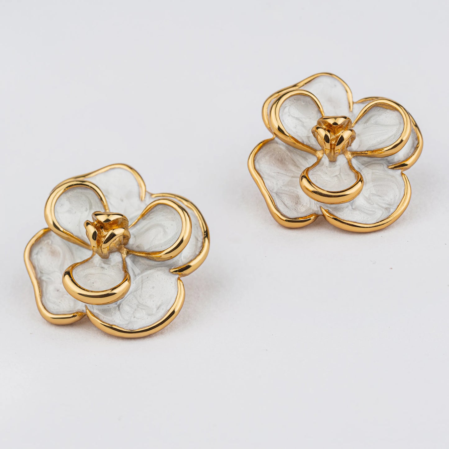 Blush – Gold Plated Floral Stud Earrings