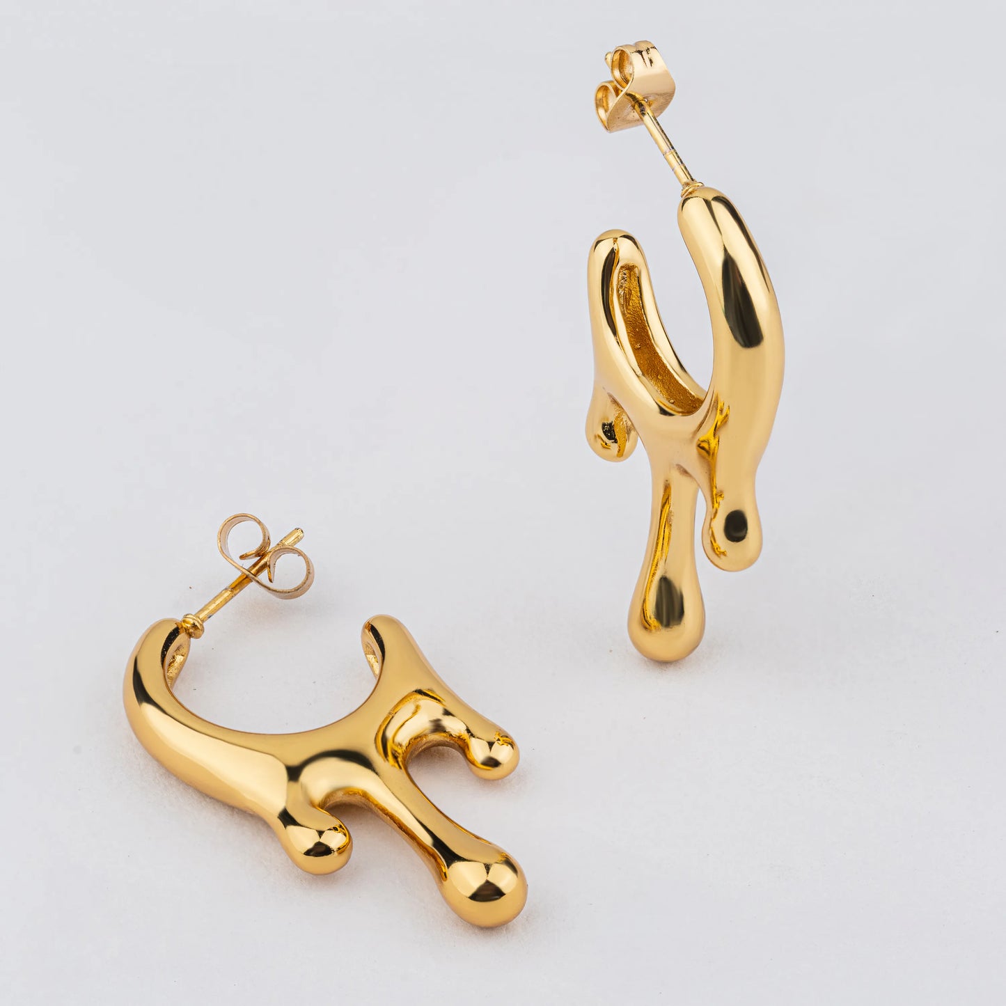 Melt – 18K Gold Plated Abstract Sculptural Stud Earrings