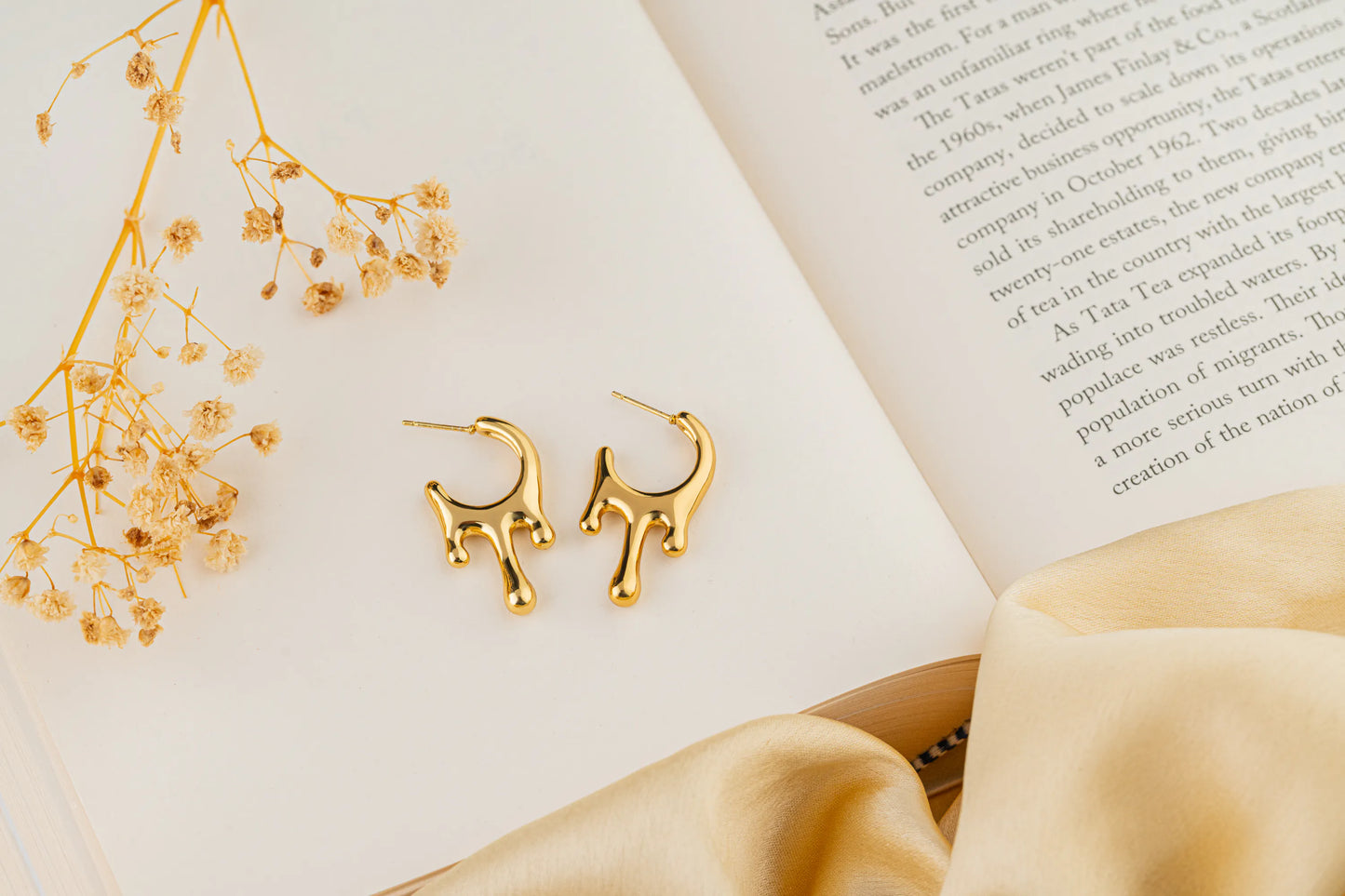 Melt – 18K Gold Plated Abstract Sculptural Stud Earrings