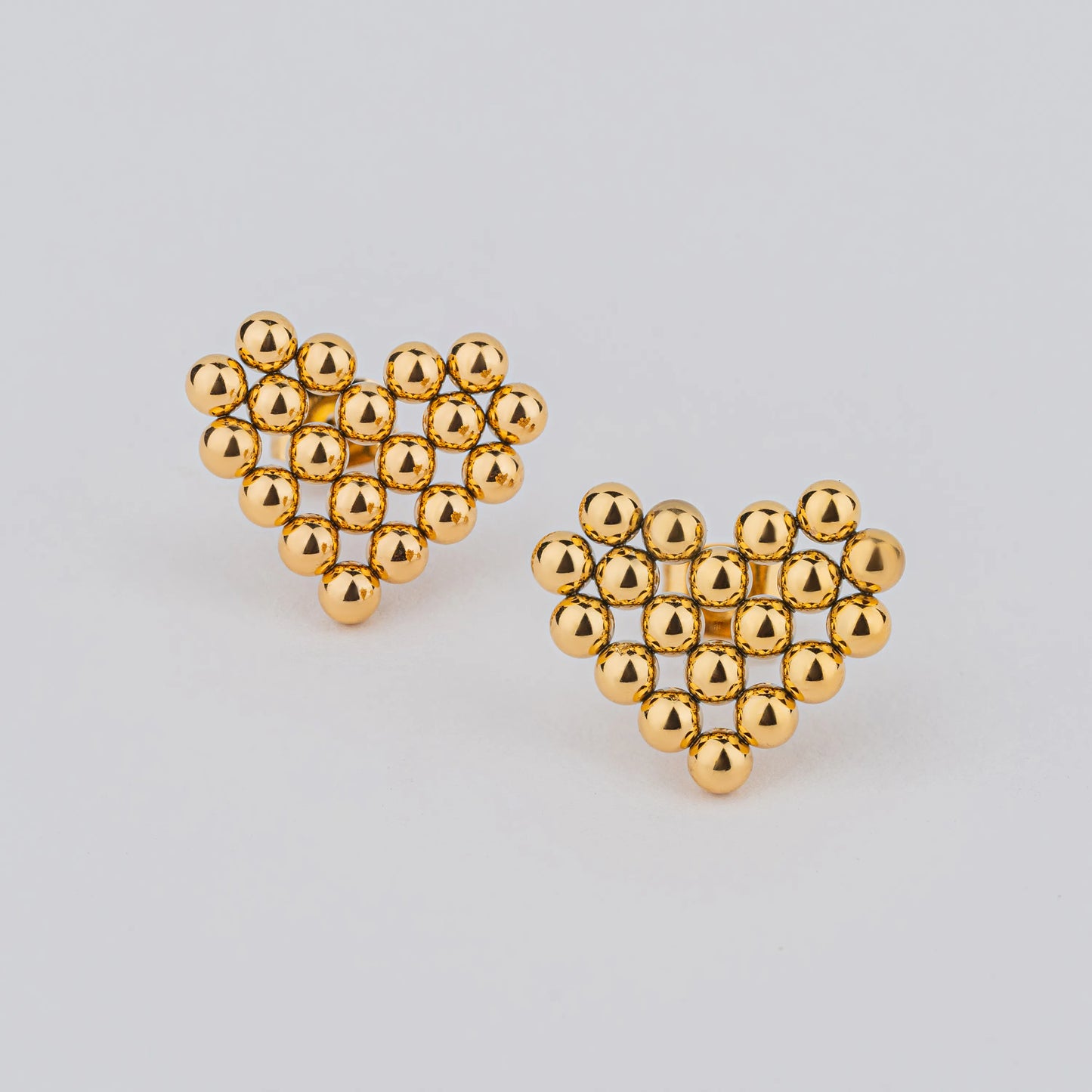 Pop – 18K Gold Plated Spherical Heart Stud Earrings