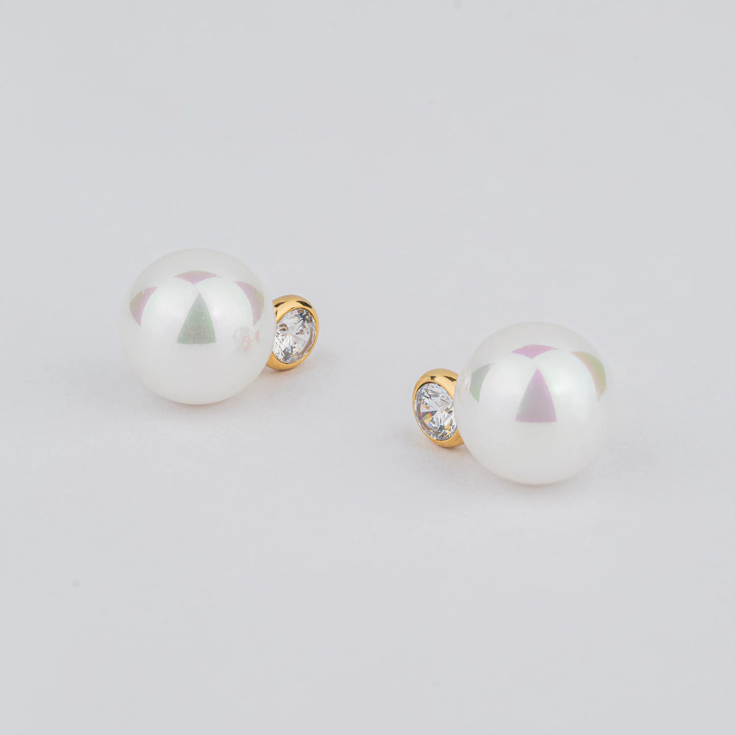 Lume – 18K Gold Plated Pearl & CZ Stud Earrings