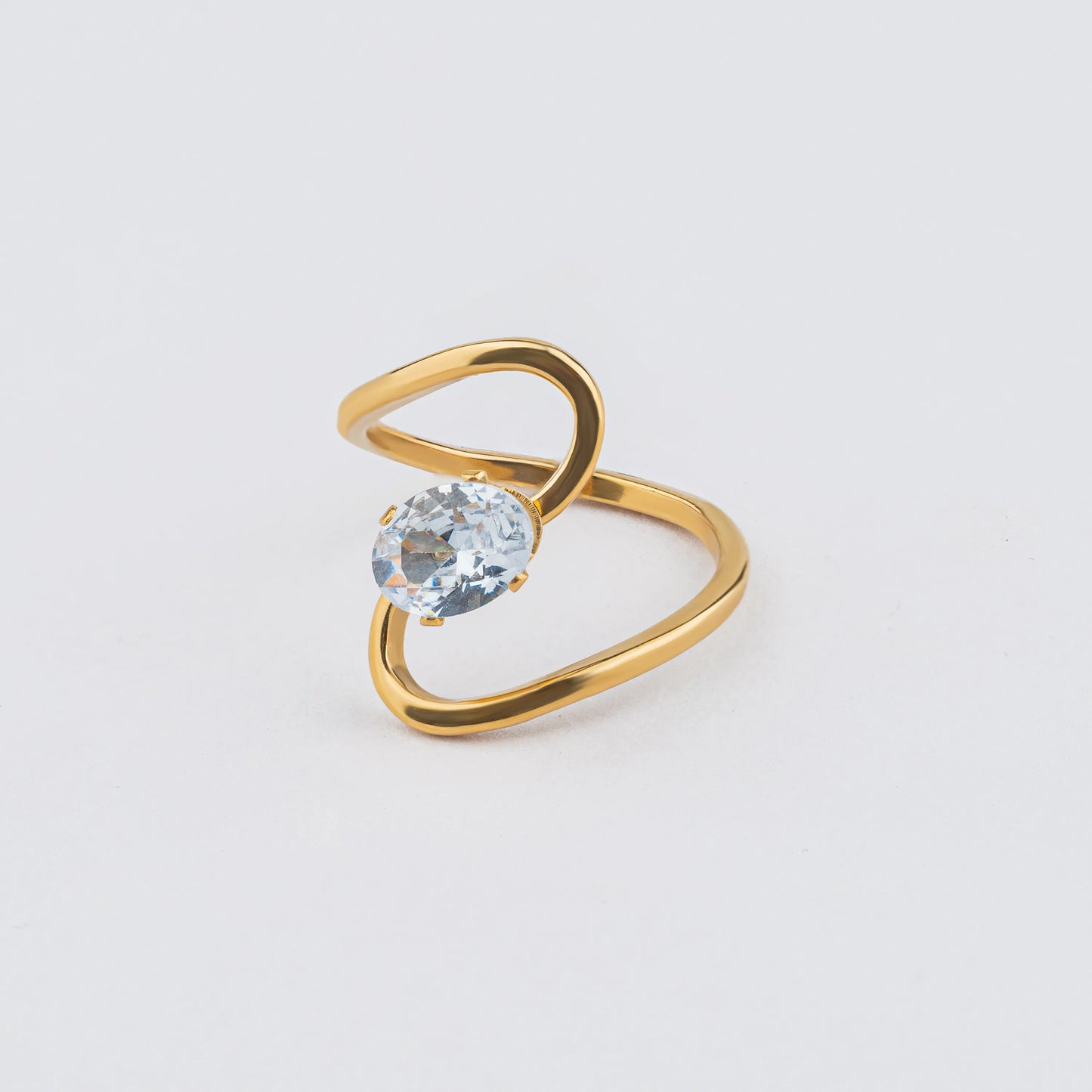 Wish – Stainless Steel Solitaire Wave Ring