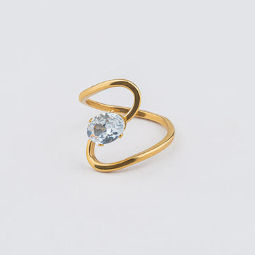Wish – Stainless Steel Solitaire Wave Ring