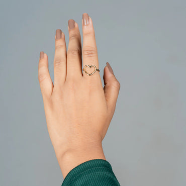 Beat – Heart Outline Adjustable Golden Ring