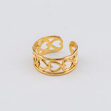 Cadence – 18K Gold Plated Heart Link Adjustable Ring