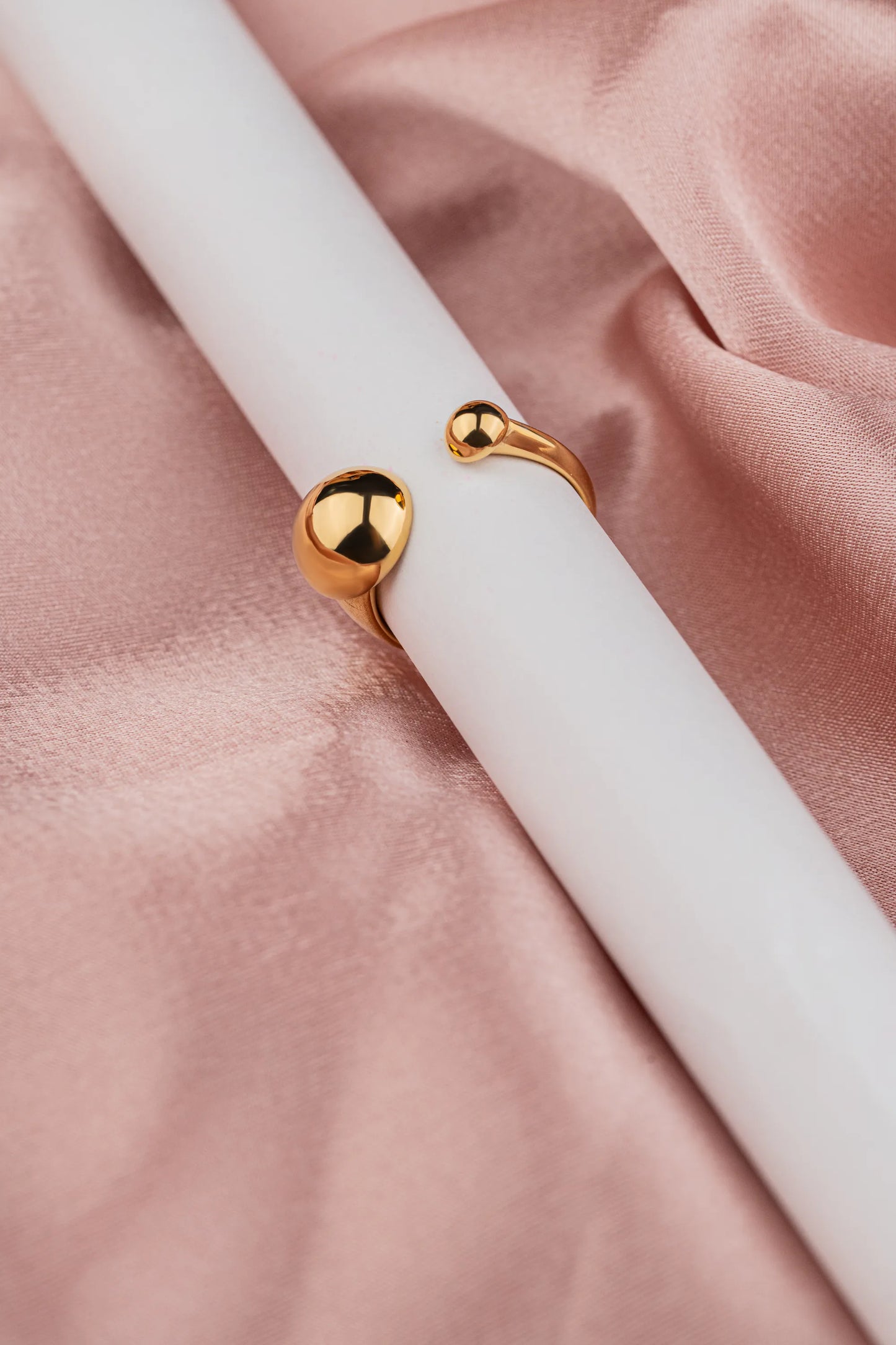 Duo – 18K Gold Plated Sculptural Dome Open Ring