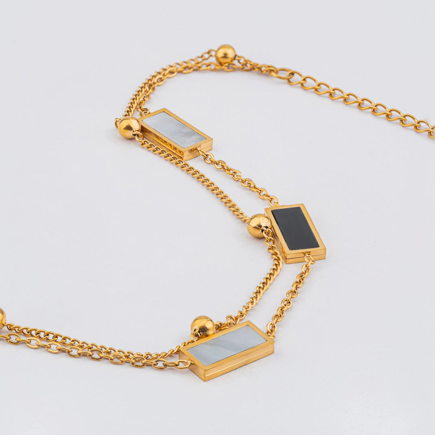 Duality – Bracelet with Black and White Rectangles