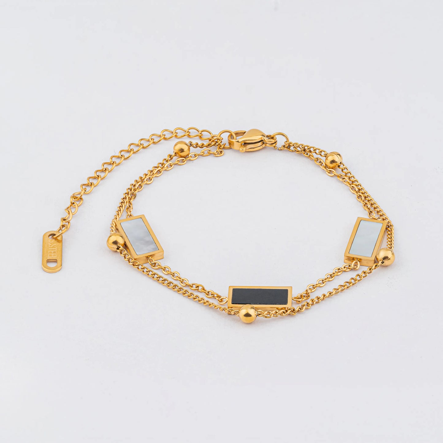 Duality – Bracelet with Black and White Rectangles