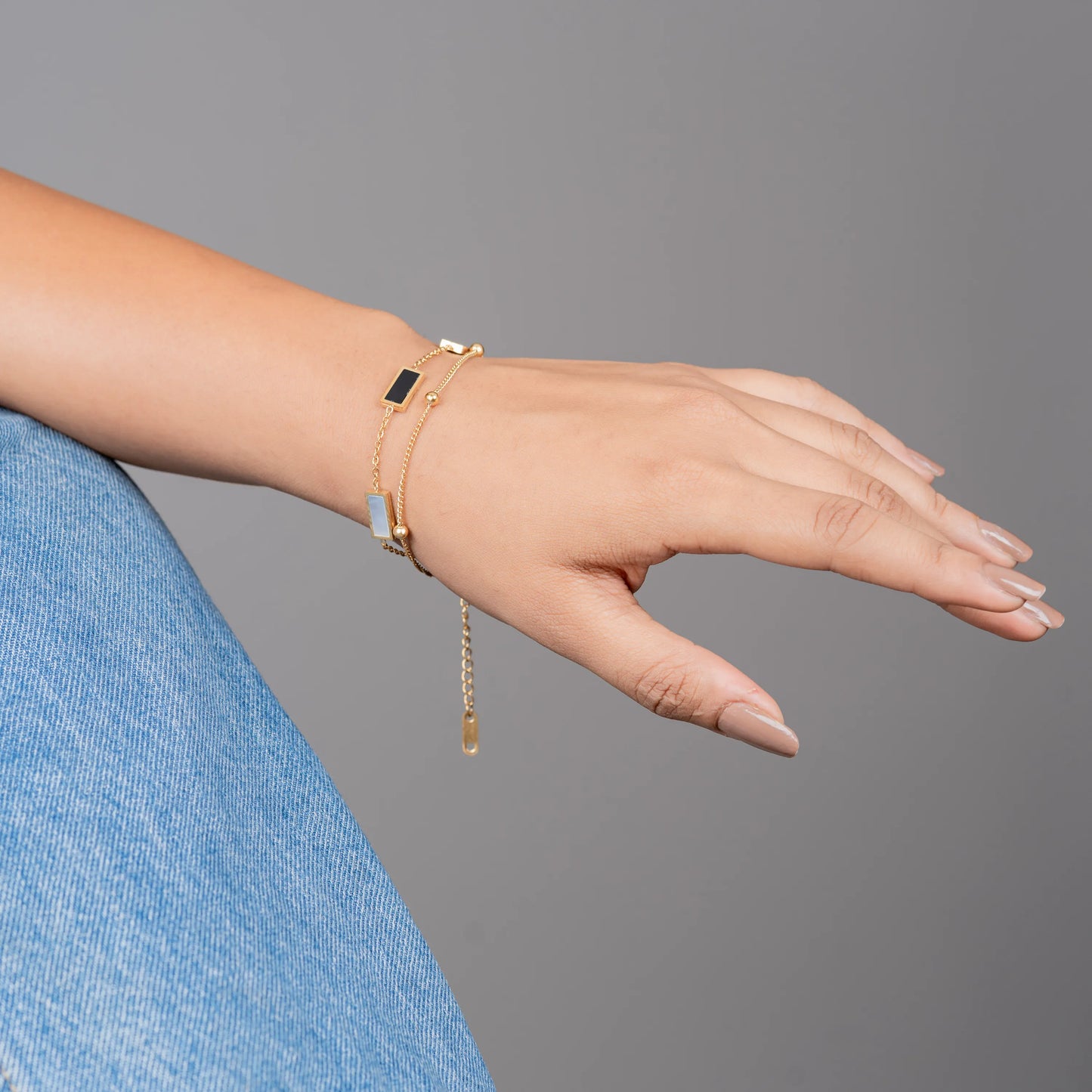Duality – Bracelet with Black and White Rectangles