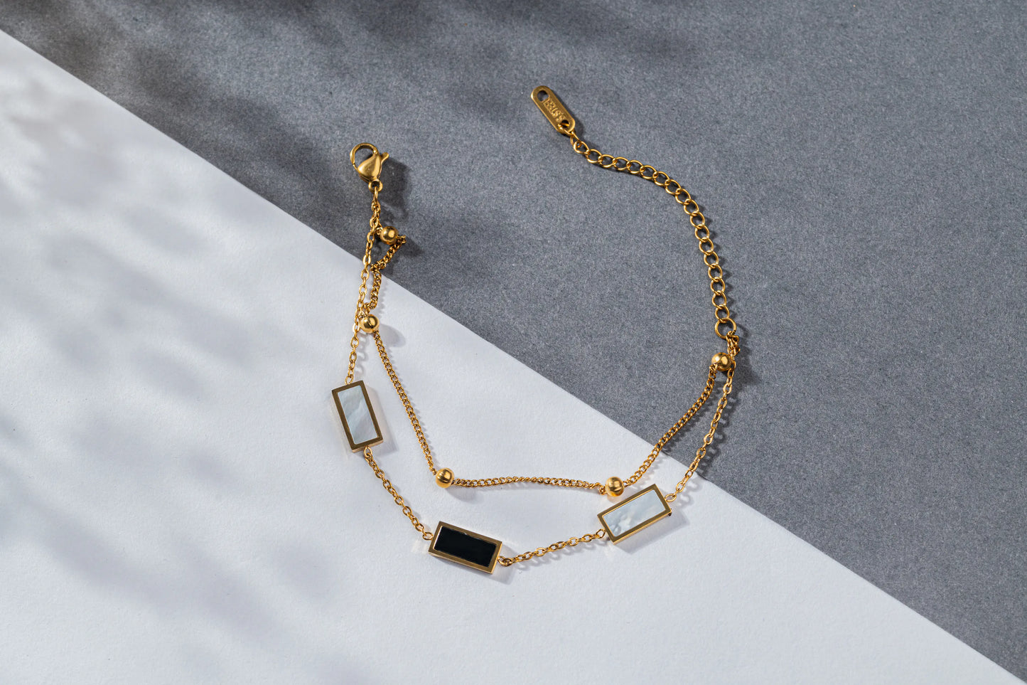 Duality – Bracelet with Black and White Rectangles