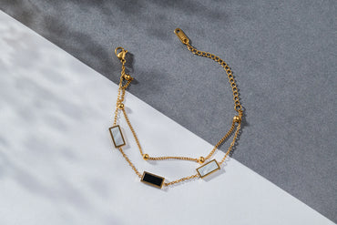 Duality – Bracelet with Black and White Rectangles