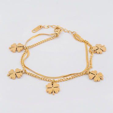 Lucky – 18K Gold Plated Clover Charm Bracelet