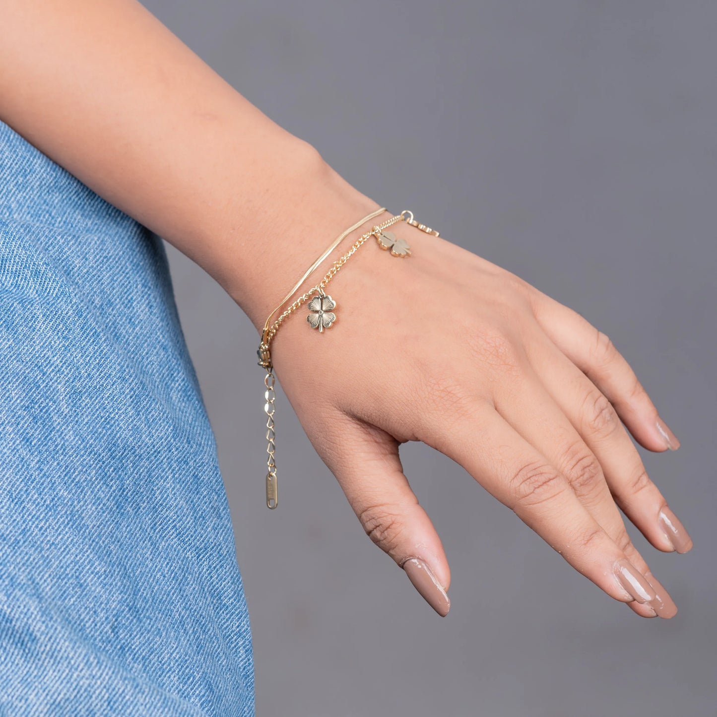 Lucky – 18K Gold Plated Clover Charm Bracelet