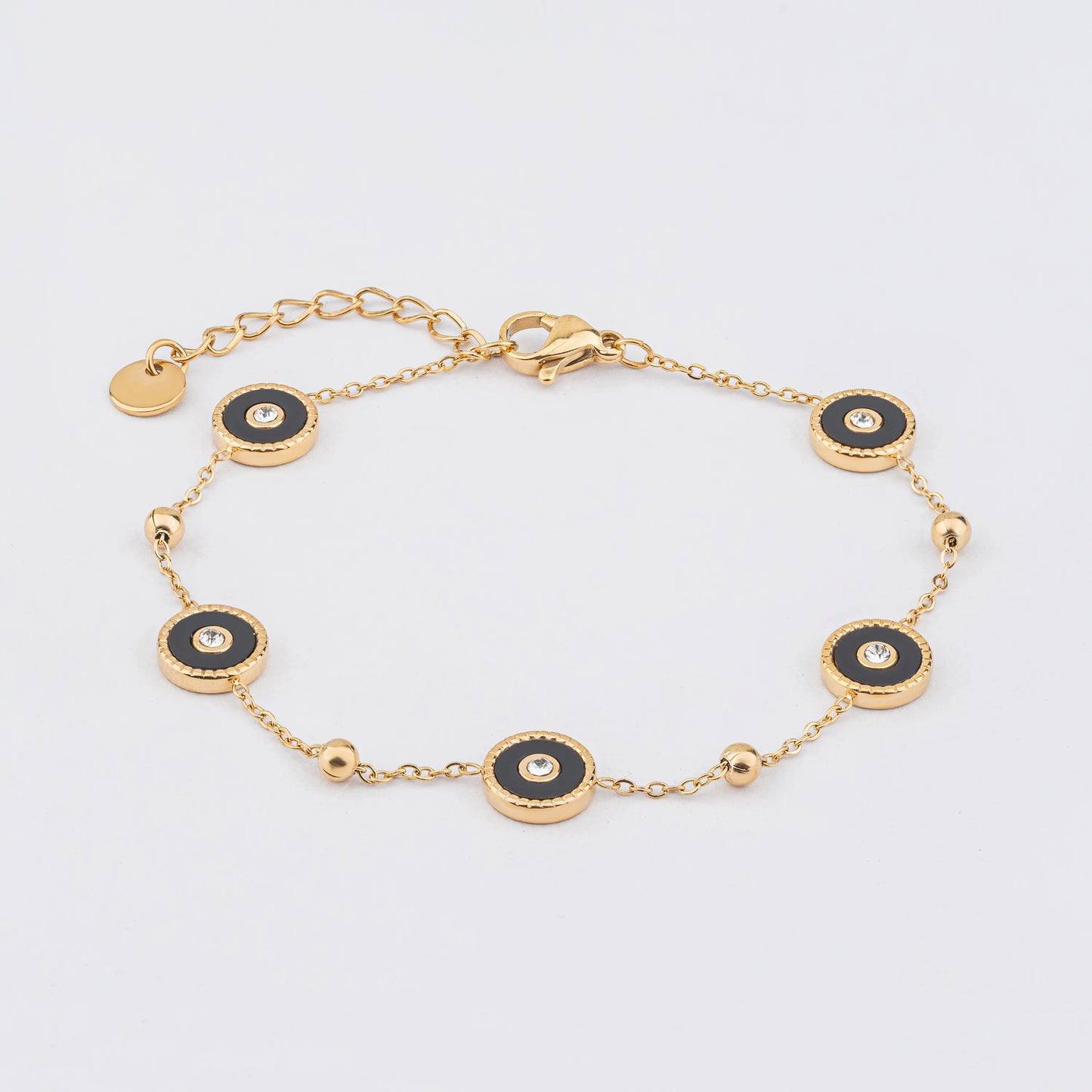 Dot – 18K Gold Plated Bracelet with Black Enamel