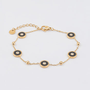 Dot – 18K Gold Plated Bracelet with Black Enamel