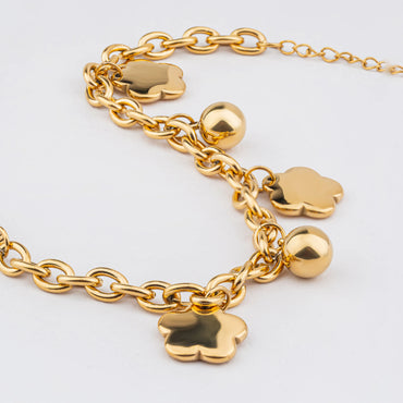 Jingle – 18K Gold Plated Bracelet with Flower and Ball Charms