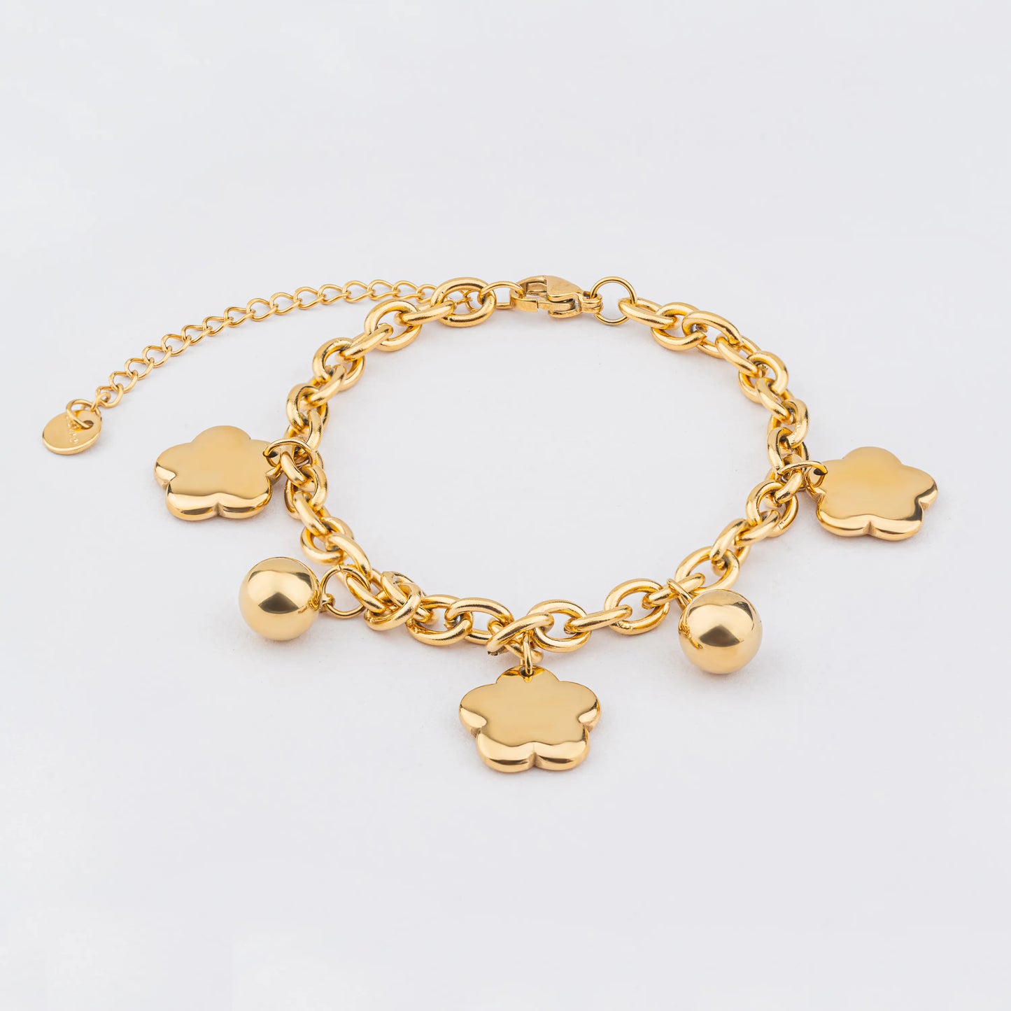 Jingle – 18K Gold Plated Bracelet with Flower and Ball Charms