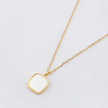 Tile – 18K Gold Plated Necklace with Square MOP Pendant