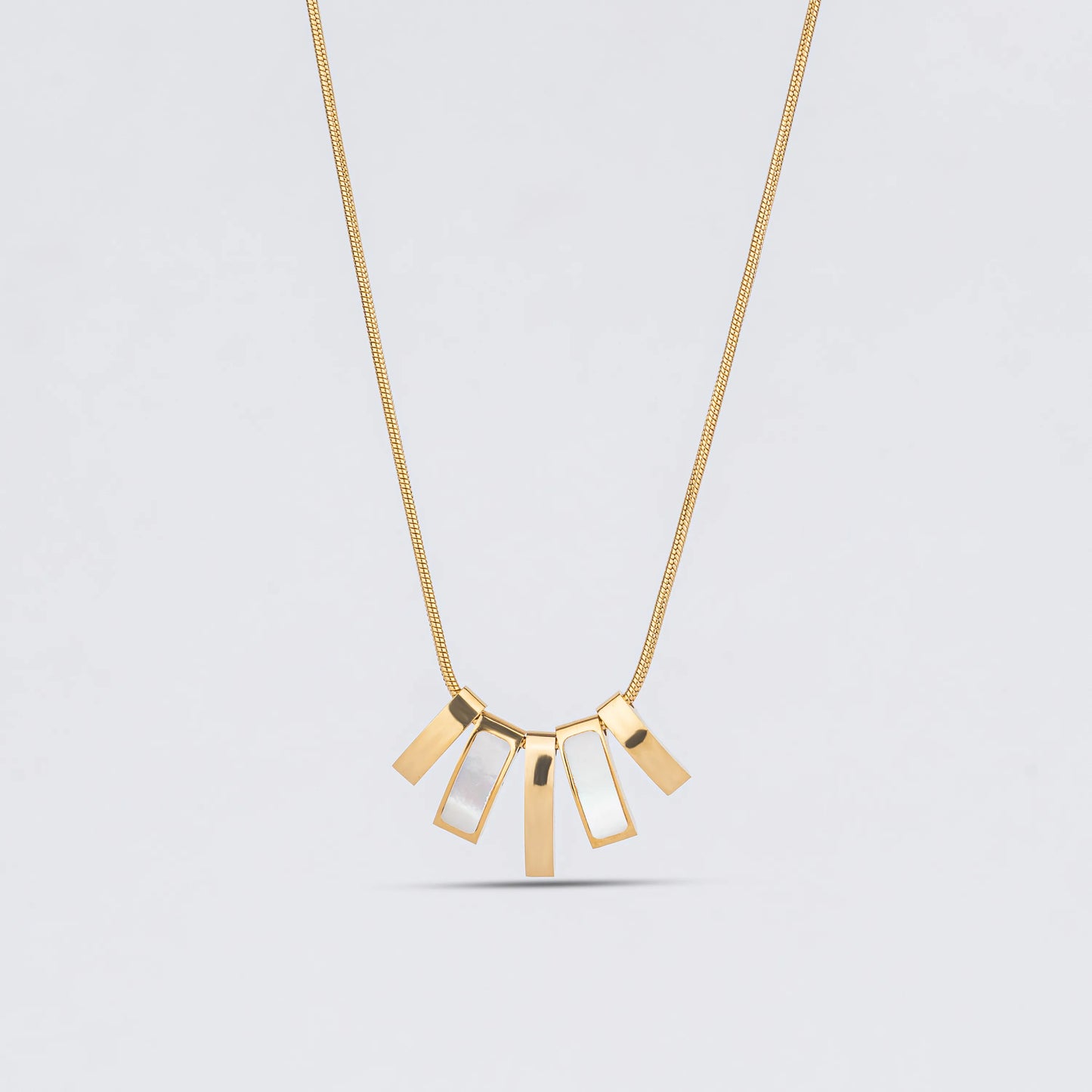 Flair – Gold Necklace with MOP Inlay Fan Pendants