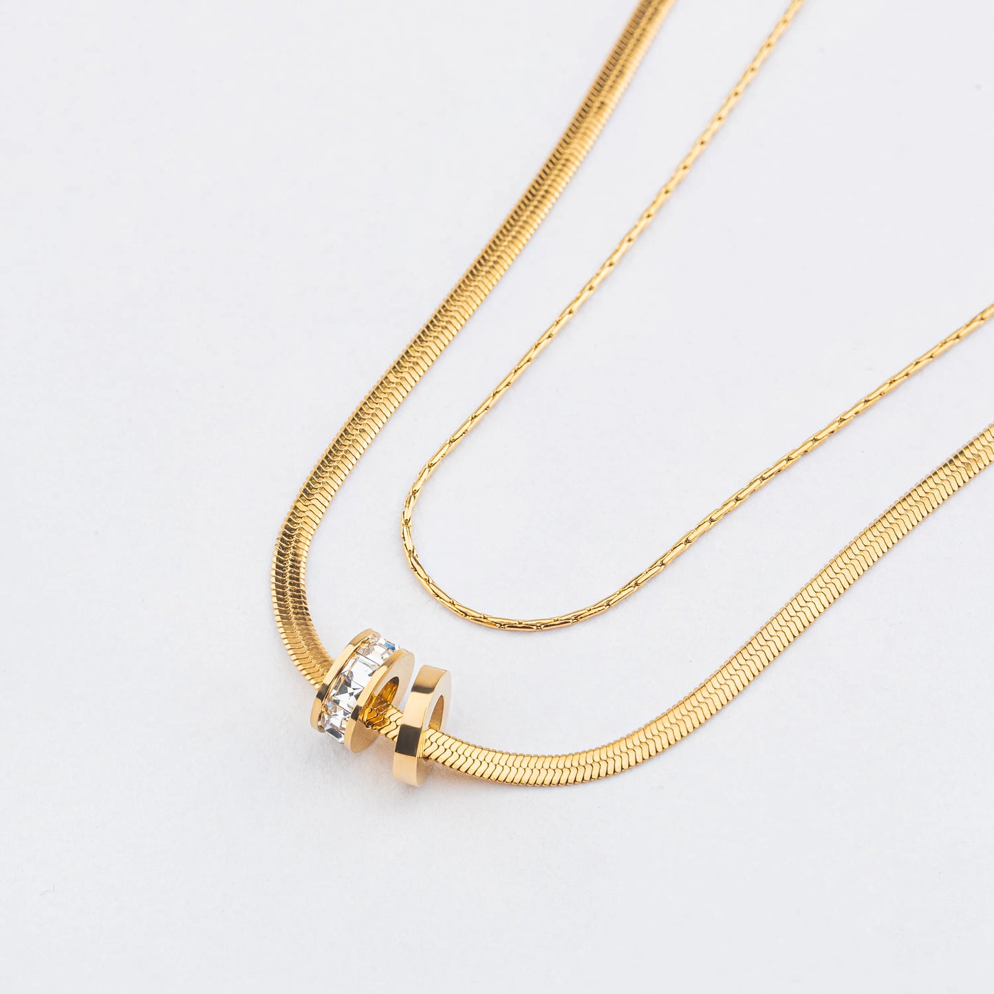 Twine – 18K Gold Plated Dual Layered CZ Pendant Necklace