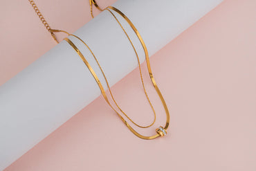Twine – 18K Gold Plated Dual Layered CZ Pendant Necklace