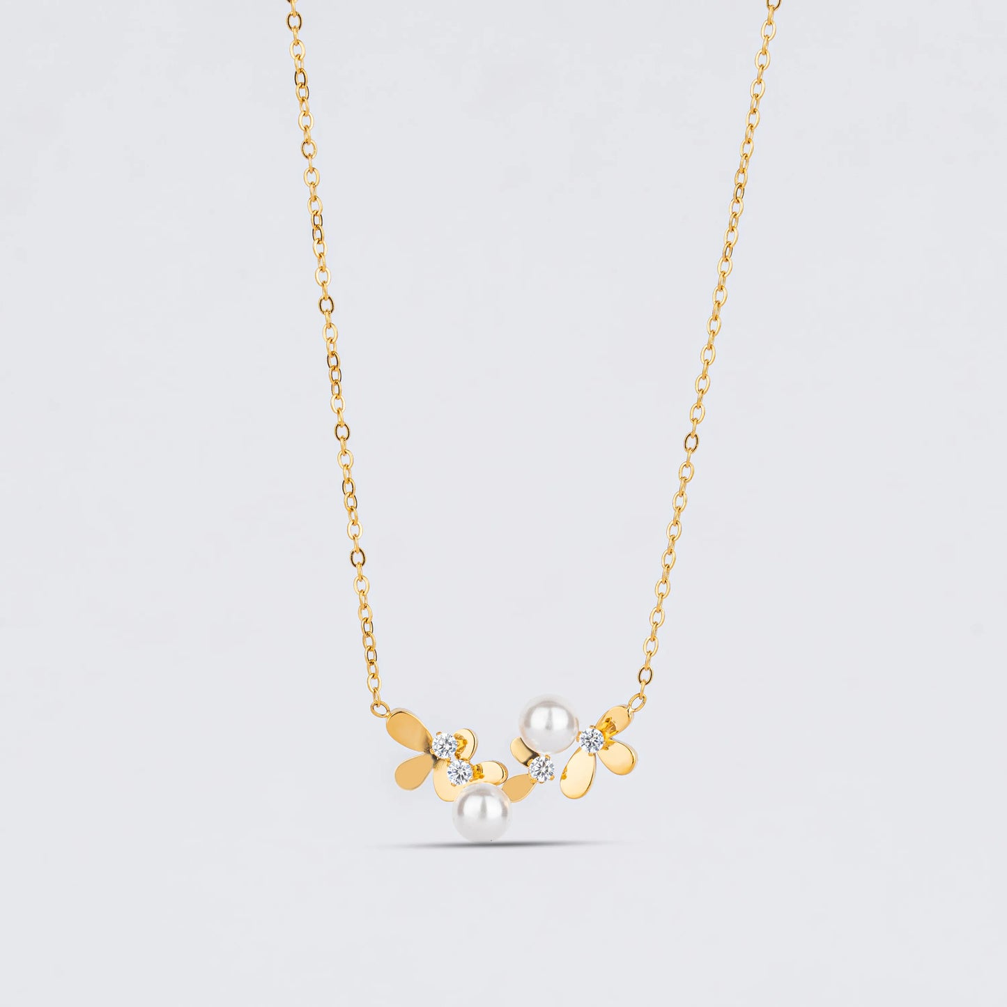 Petaline – 18K Gold Plated Pearl Floral Necklace