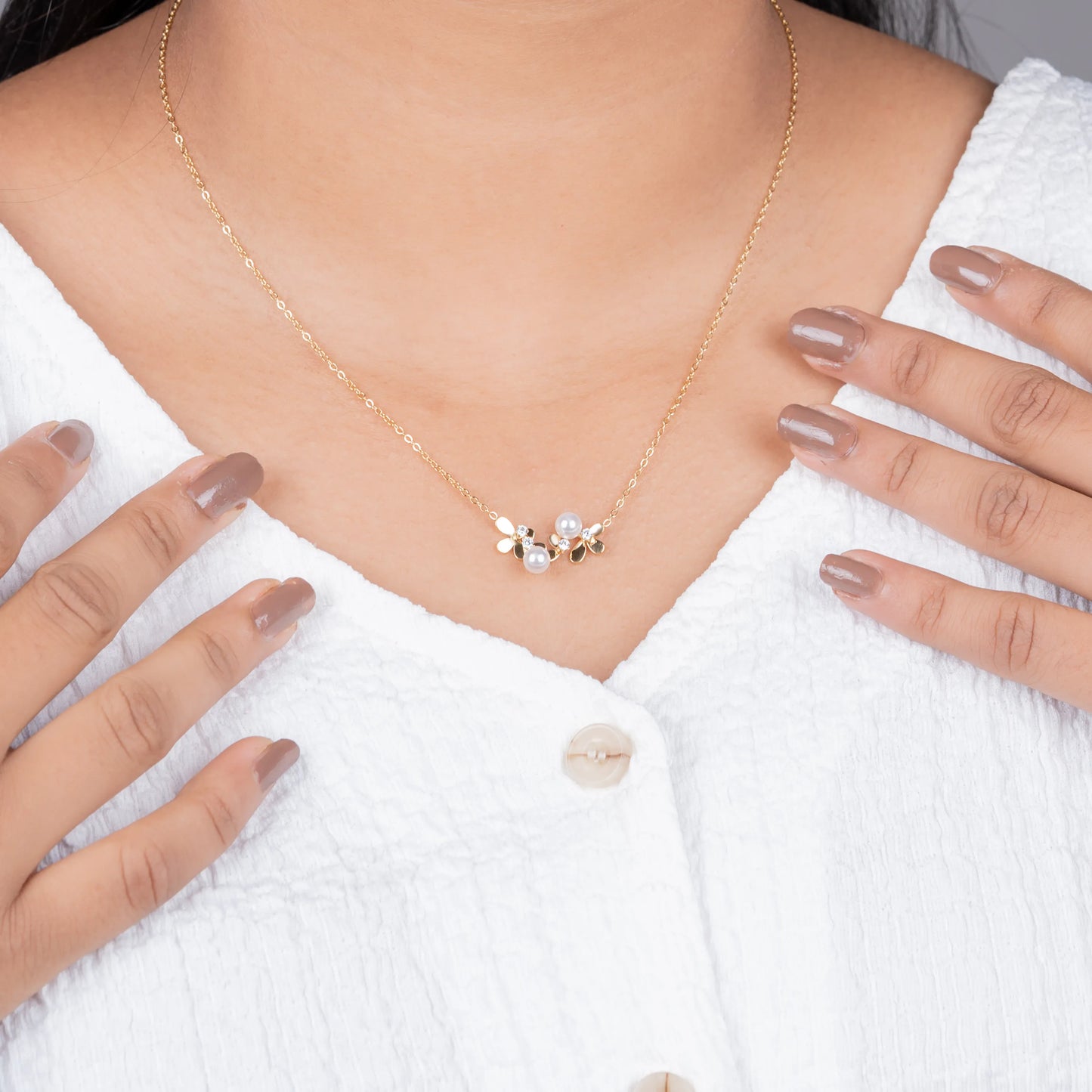 Petaline – 18K Gold Plated Pearl Floral Necklace