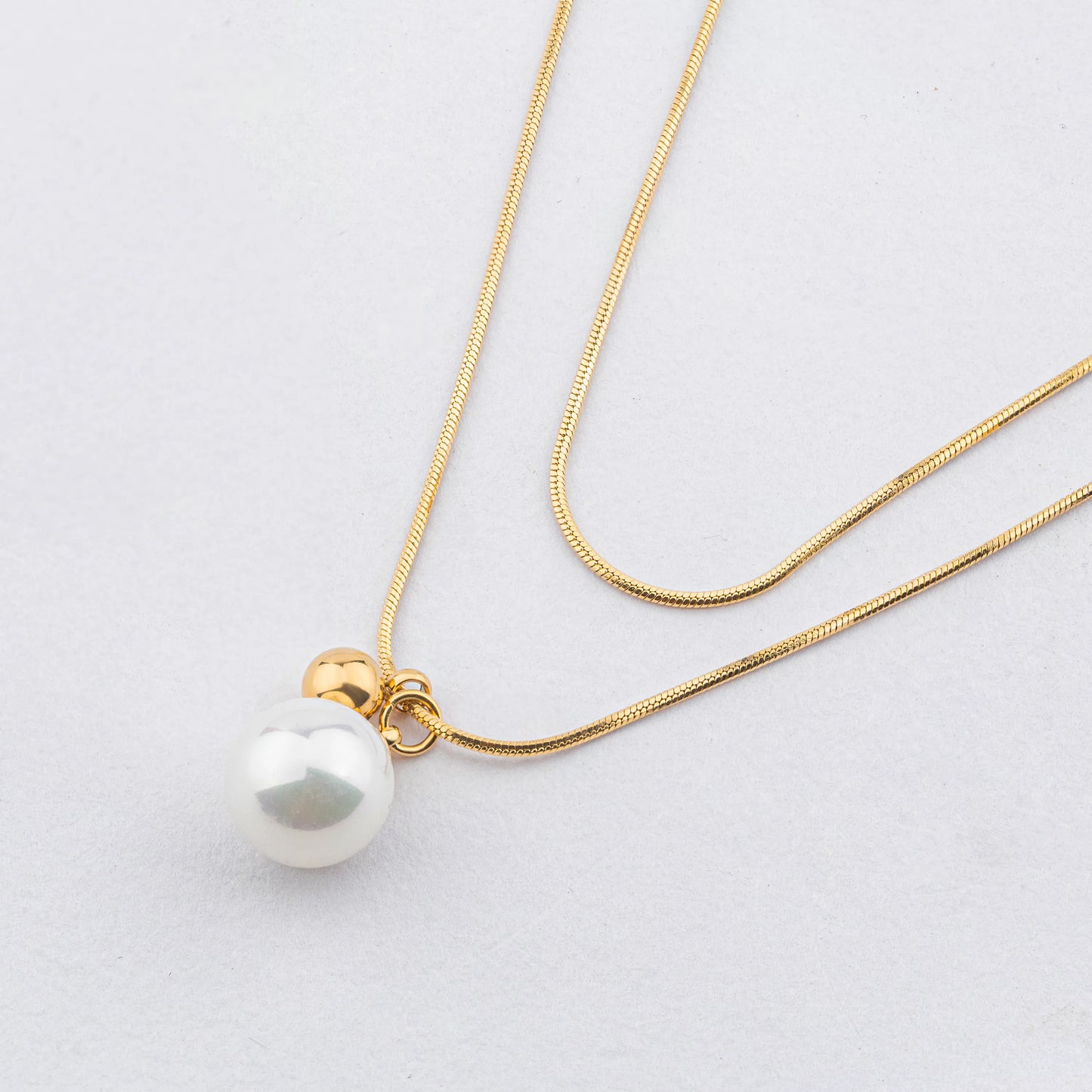 Orb – Gold Plated Dual Chain Pearl Pendant Necklace