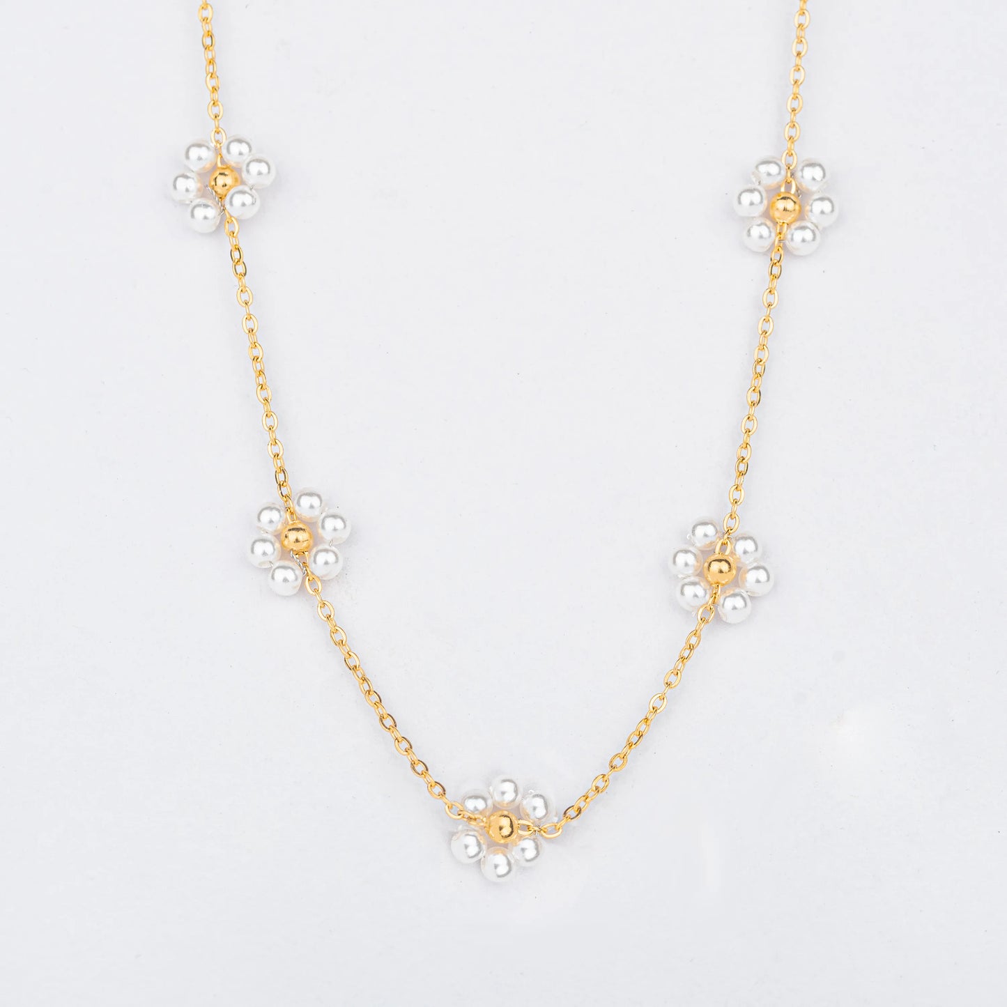 Petalpop – 18K Gold Plated Necklace with Pearl Cluster Charms