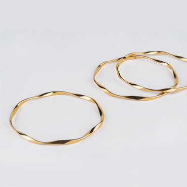 Swirls – 18K Gold Plated Bangle Set of 3, Twisted Gold Finish