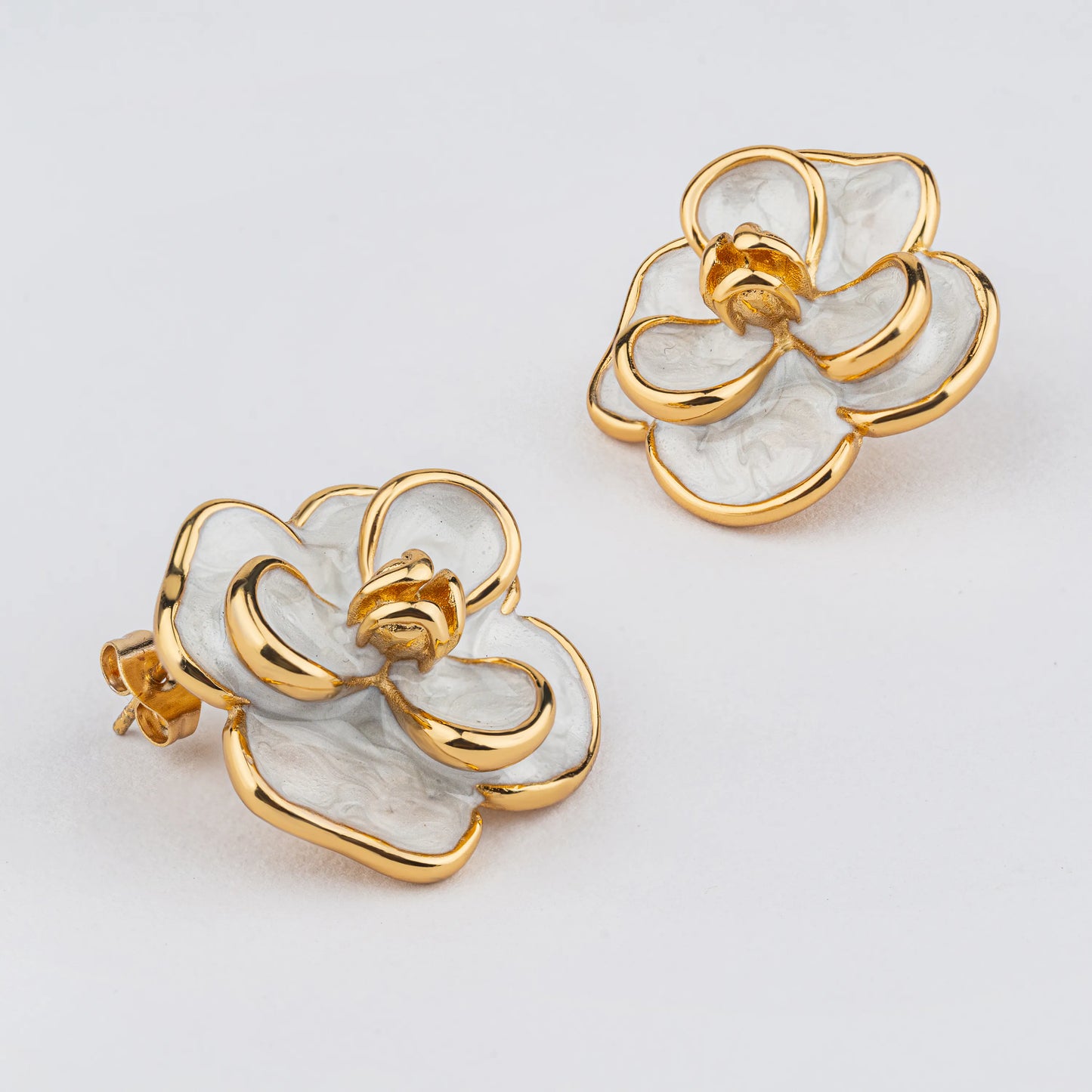 Blush – Gold Plated Floral Stud Earrings