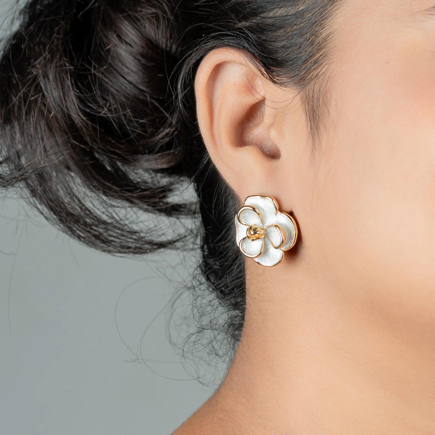Blush – Gold Plated Floral Stud Earrings