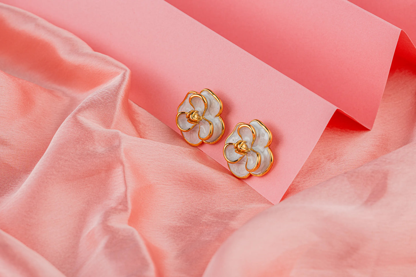 Blush – Gold Plated Floral Stud Earrings