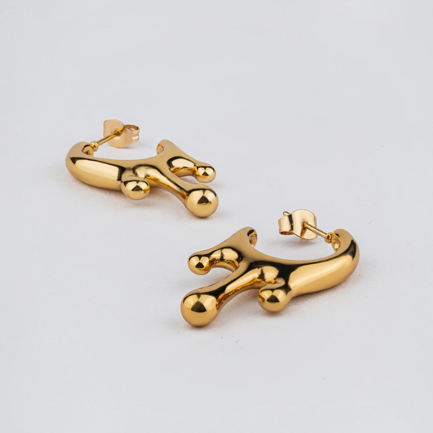 Melt – 18K Gold Plated Abstract Sculptural Stud Earrings