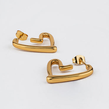 Trace – Gold Plated Heart Outline Stud Earrings