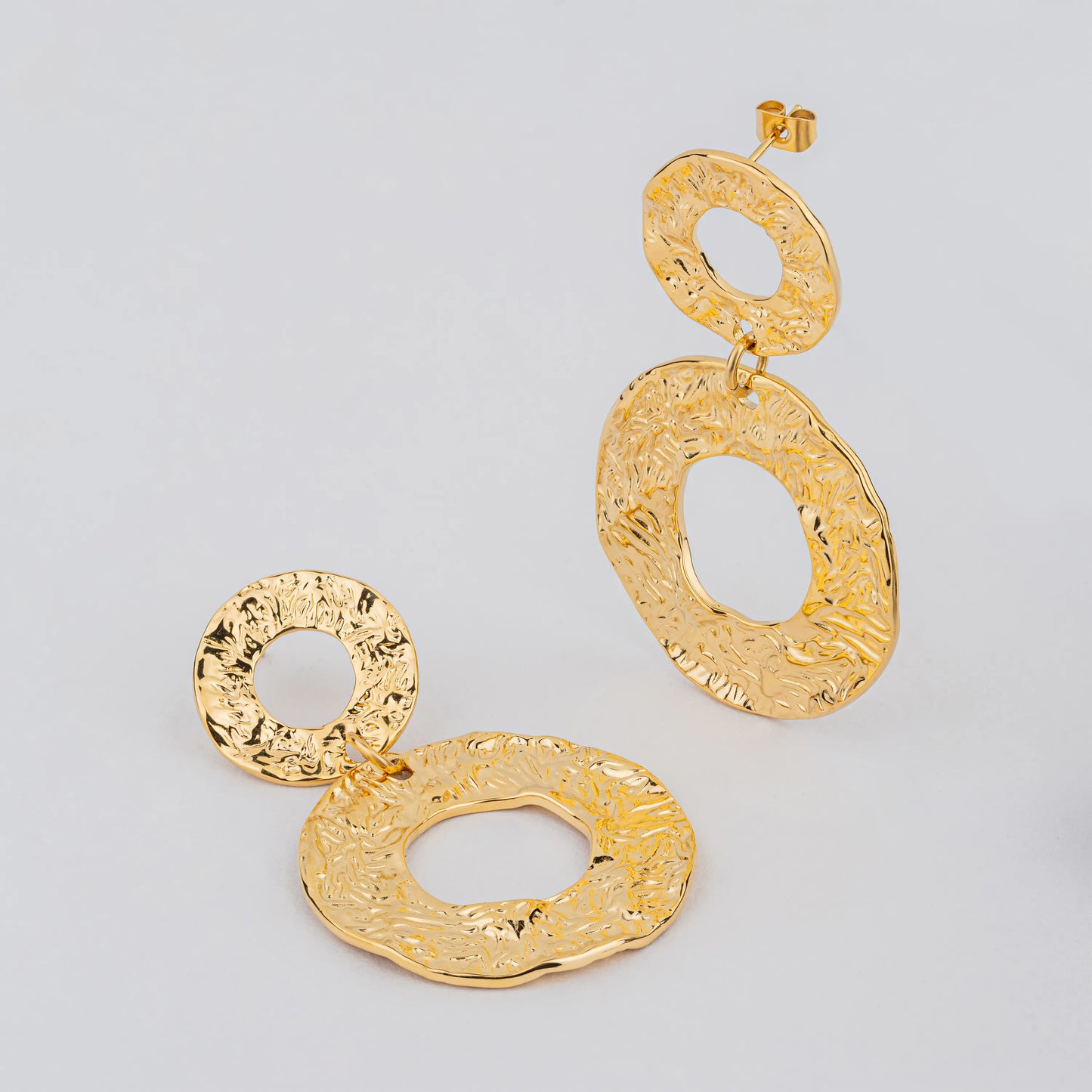 Portals – 18K Gold Plated Statement Hoop Earrings with Organic Texture