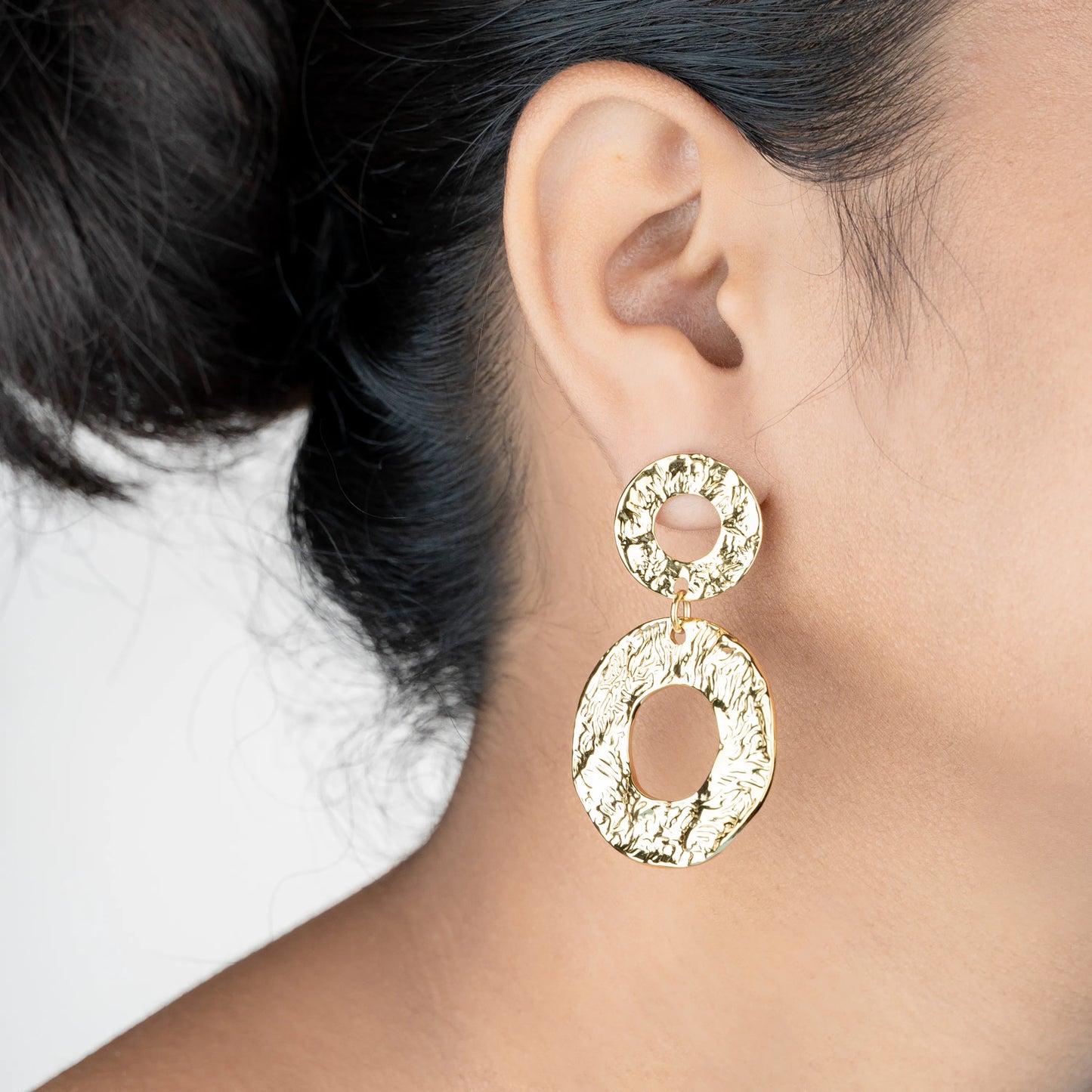 Portals – 18K Gold Plated Statement Hoop Earrings with Organic Texture