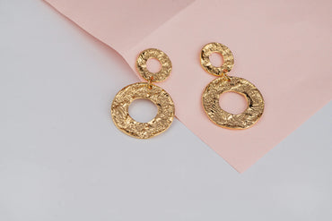 Portals – 18K Gold Plated Statement Hoop Earrings with Organic Texture