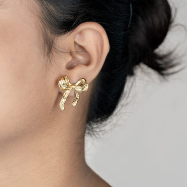 Ribbon – 18K Gold Plated Bow Stud Earrings