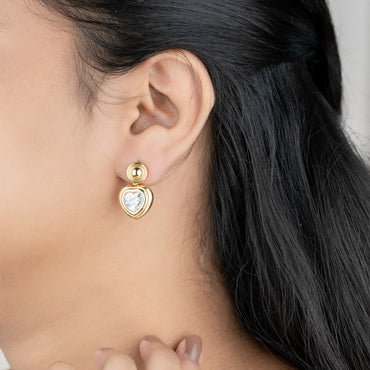 Amora – 18K Gold Plated Heart CZ Drop Earrings