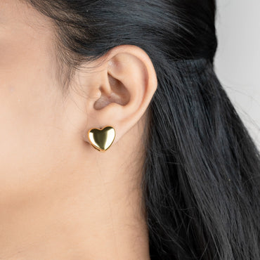 Puff – 18K Gold Plated Puffed Heart Huggie Earrings