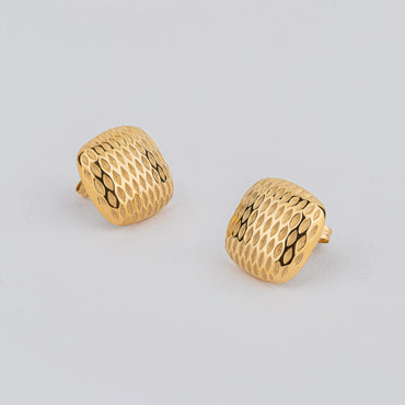 Pave – 18K Gold Plated Embossed Stud Earrings
