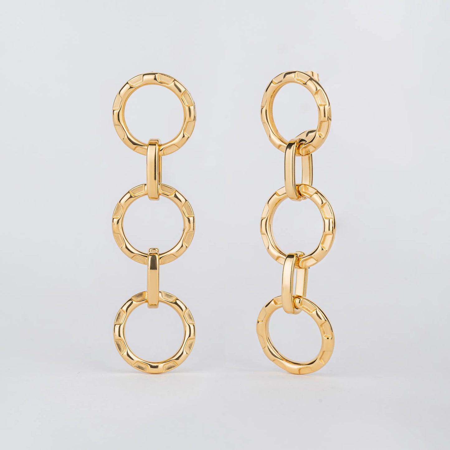 Trinity – 18K Gold Plated Earrings with Gold Triple Linked Circles