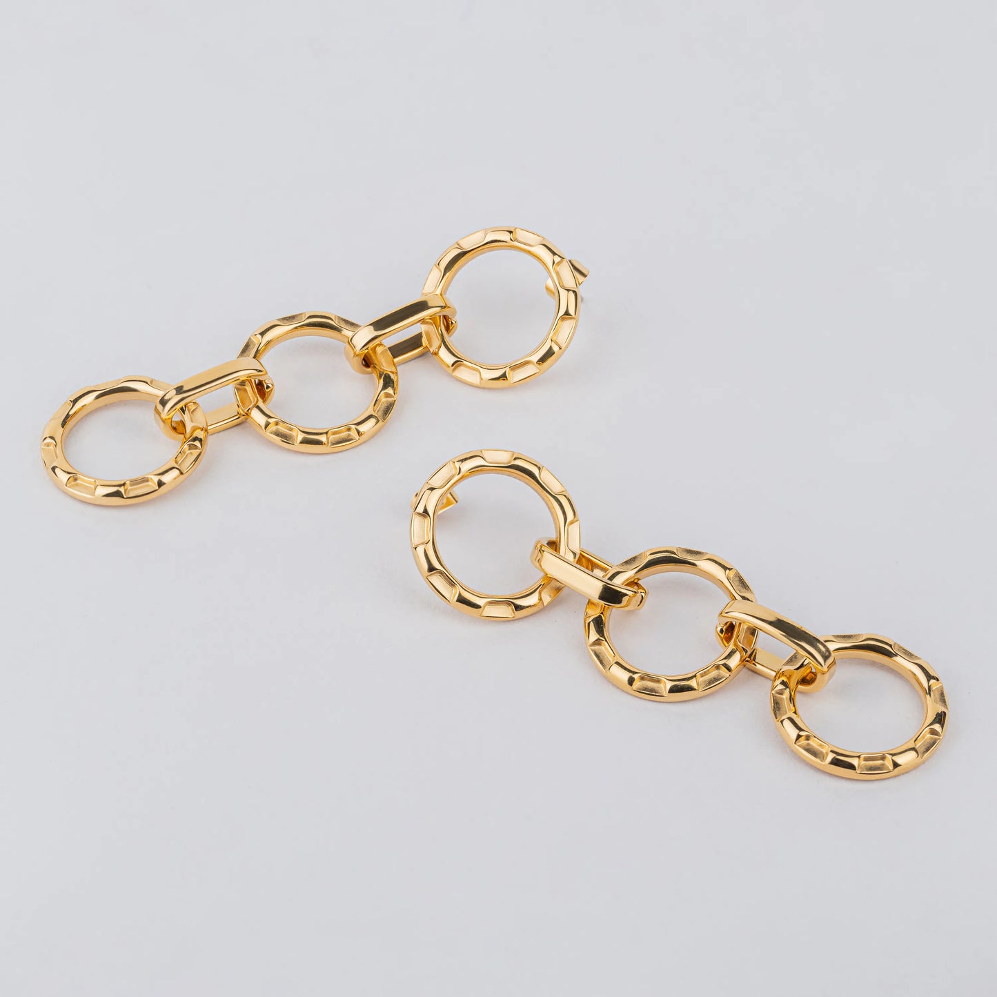 Trinity – 18K Gold Plated Earrings with Gold Triple Linked Circles