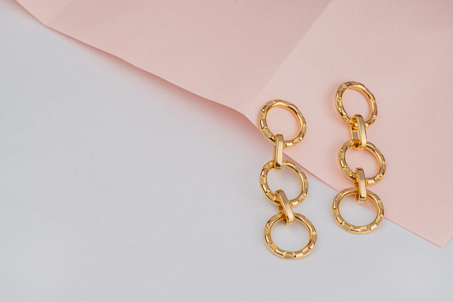 Trinity – 18K Gold Plated Earrings with Gold Triple Linked Circles